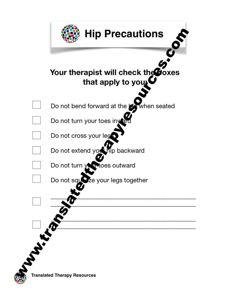 Hip Precautions English