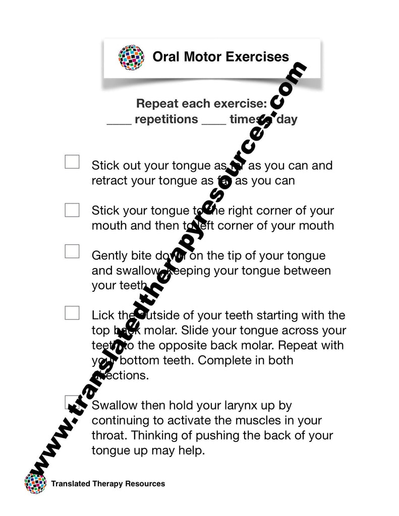 Oral Motor Exercises English