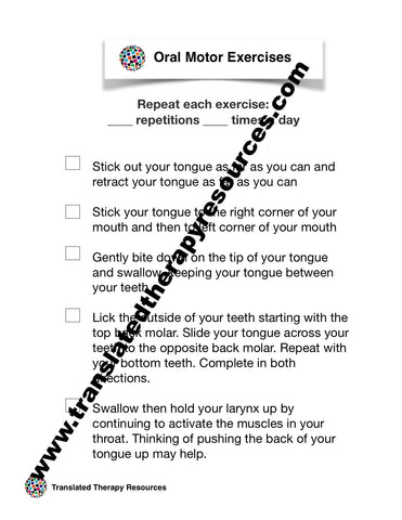 Oral Motor Exercises English