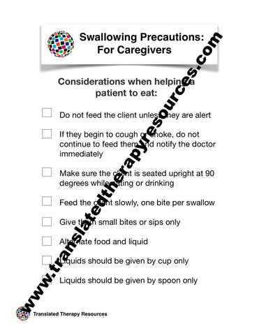 Swallowing Precautions for the Caregiver English